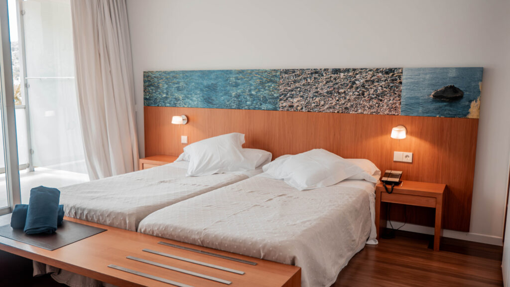 Bright and modern double room at Aimia Hotel, Port de Sóller.