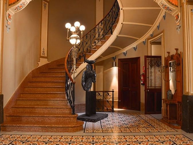 Historic interior staircase at Can Prunera Modernist Museum.