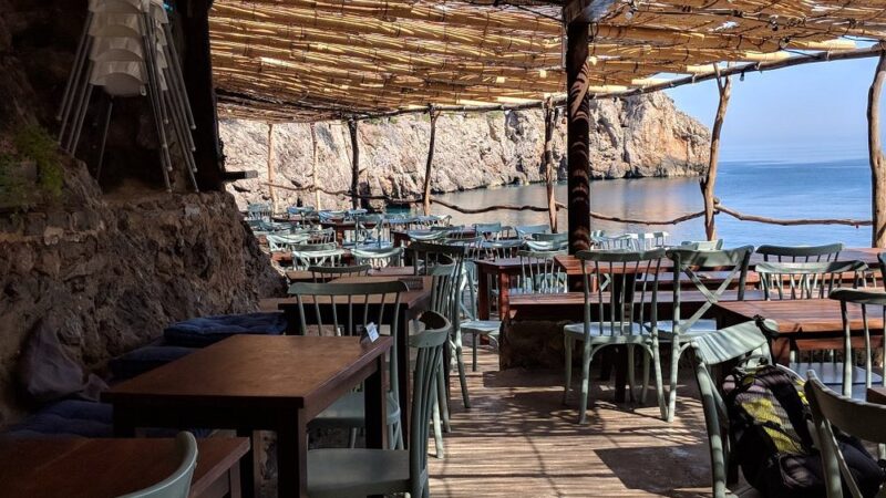 Seafront dining at Ca’s Patró March in Cala Deià, Mallorca.