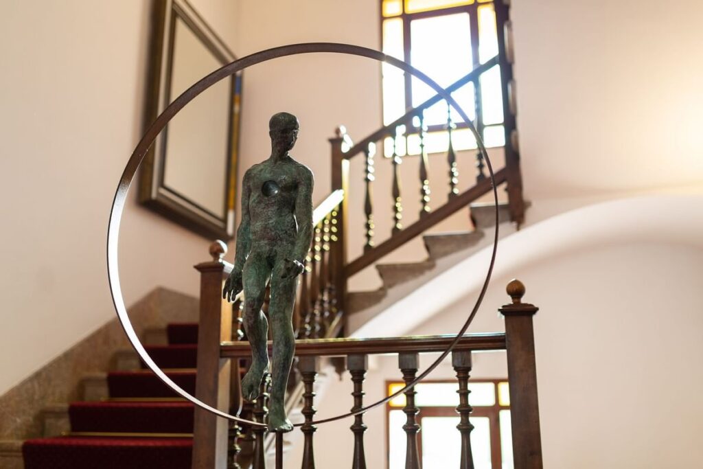 Lobby entrance of the historic Gran Hotel Sóller in Mallorca.