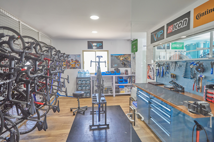 Secure bike storage and workshop for cyclists at Son Caliu.