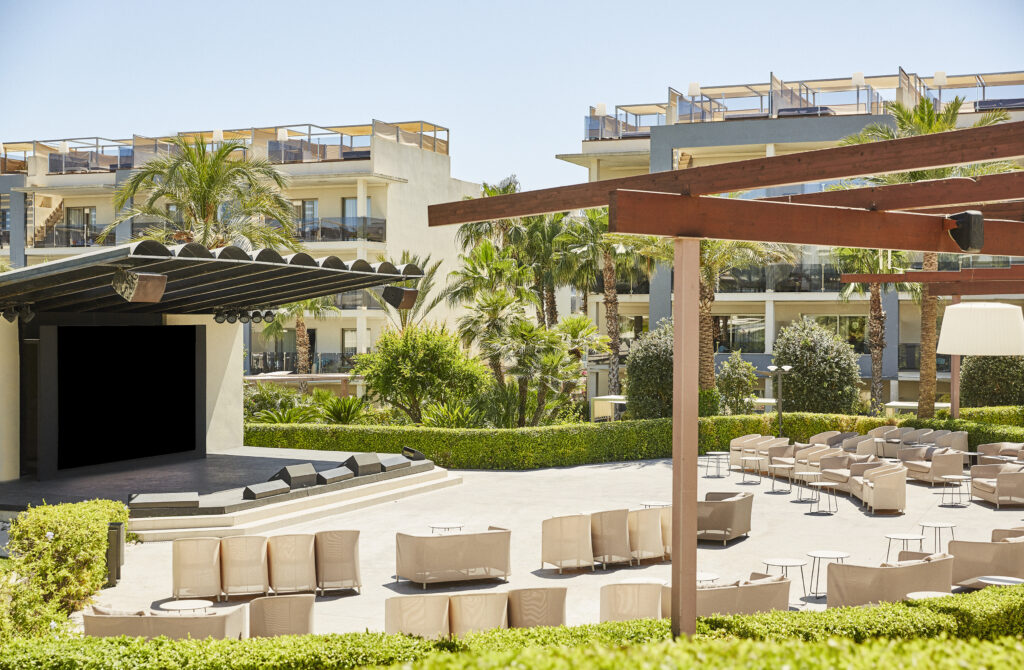 Nighttime entertainment stage at Zafiro Palace Alcudia