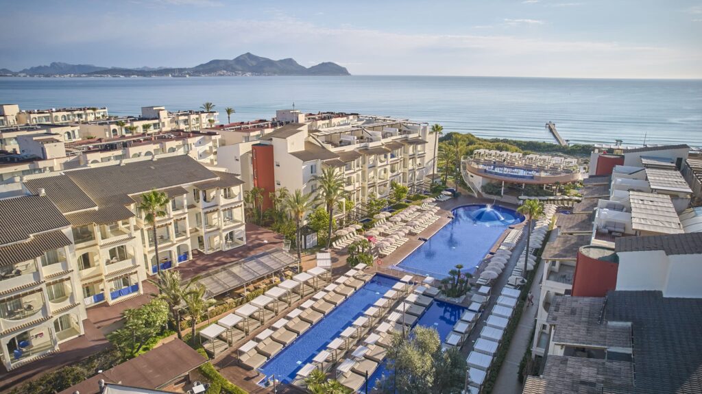 Zafiro Bahia hotel on Playa de Muro, a sandy beach with crystal-clear waters in Mallorca.